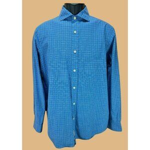 Polo Ralph Lauren Mens Blue Plaid Dress Shirt Medium